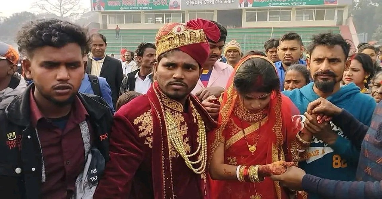 হেলিকপ্টারে কুড়িগ্রাম থেকে বধু নিয়ে গেল নেত্রকোনার এক হরিজন যুবক