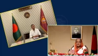 হাসিনার ট্র্যাডিশন ভেঙে দলীয় প্রতীক বা কারও ছবি ছাড়াই ভাষণ দিচ্ছেন তারেক রহমান