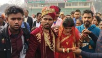 হেলিকপ্টারে কুড়িগ্রাম থেকে বধু নিয়ে গেল নেত্রকোনার এক হরিজন যুবক